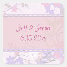 Pink & Lavender Pastel Floral Flowers Save Date Stickers