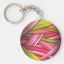 Pink Leaf Flowing Ribbons Keychain