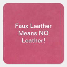 Pink Leather Look Square Sticker