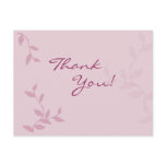 Pink Leaves Thank You Postcard