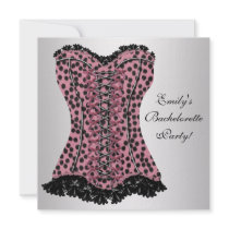 Pink Leopard Corset High Heels Bachelorette Party Invitation