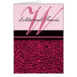 Pink Leopard Monogrammed Thank You Note Cards
