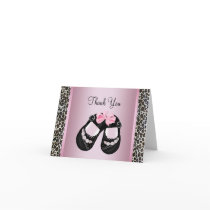 Pink Leopard Pink Black Baby Girl Shower Thank You Greeting Card