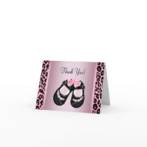 Pink Leopard Pink Black Baby Girl Shower Thank You Greeting Card
