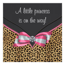 Pink Leopard Princess Baby Shower Personalized Invitations