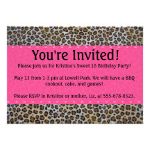 Pink leopard print invitation