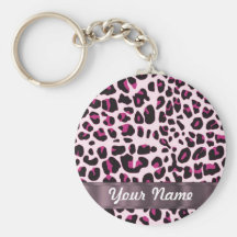 Pink leopard print key chains