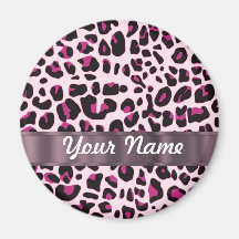 Pink leopard print magnet