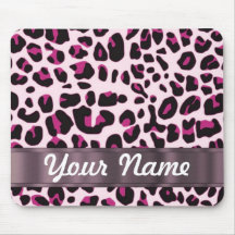 Pink leopard print mousepads