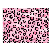 Pink Leopard Print Pattern. Postcards