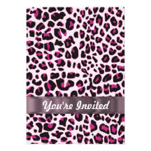 Pink leopard print personalized invitation