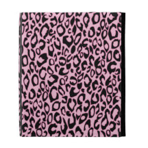 Pink Leopard Print Ribbon iPad folio case