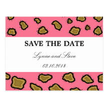Pink Leopard Print Save the Date Post Cards