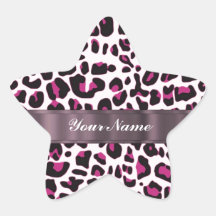 Pink leopard print stickers