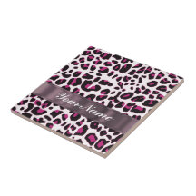 Pink leopard print tiles