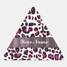 Pink leopard print triangle sticker