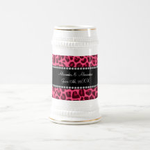 Pink leopard print wedding favors coffee mugs