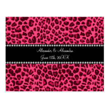 Pink leopard print wedding favors postcard