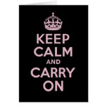 Pink Letters On Black  Keep Calm and Carry On cards