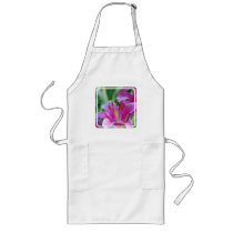 Pink Lilies  Long Apron