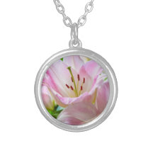 Pink Lilies Personalized Necklace
