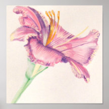 Pink Lily Acrylic Painting Print