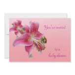 Pink Lily Baby Shower Floral Invitation