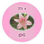 Pink Lily It's a girl! New Baby Stickers