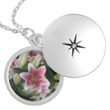 Pink lily necklace