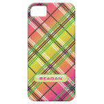 Pink, Lime & Orange Plaid iPhone Case iPhone 5 Case