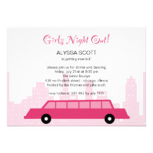 Pink Limousine Bachelorette Party Invitation