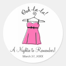 Pink Lingerie Bridal Shower Stickers