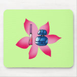Pink lip gloss and a blue perfume mousepads