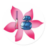 Pink lip gloss and a blue perfume stickers