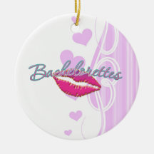pink lips bachelorettes party bridal bridesmaids christmas tree ornament