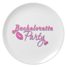 pink lips cherries bachelorette party bridal party plates
