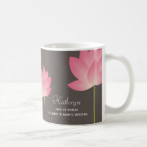 Pink lotus blossoms custom name bridal coffee mug mugs