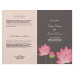 Pink lotus flower modern grey wedding program