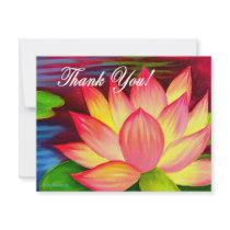 Pink Lotus Water Lily Flower Thank You - Multi