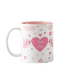 Pink Love Birds Heart Baby Mug