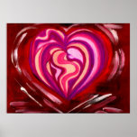 Pink Love Heart Abstract Poster