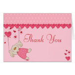 Pink Love Heart Design Thank You Card