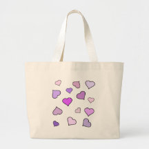 Pink Love Heart Pattern Tote Bag