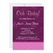 Pink Magenta Flowrs Butterflies Girl Baby Shower Announcement