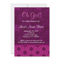 Pink Magenta Stars Butterflies Girl Baby Shower Invitations