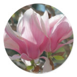 Pink Magnolia Flower Photo Sticker Label
