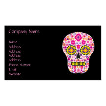 Pink Mexican Sugar Skull Business Card Templates