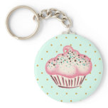 Pink Mint Chocolate Cupcake Keychain