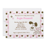 Pink Mod Puppy 5x7 Baby Shower Invitations