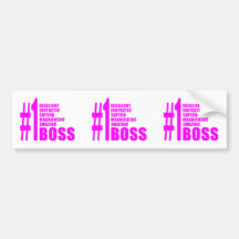 Pink Modern Bosses : Number One Boss Bumper Sticker